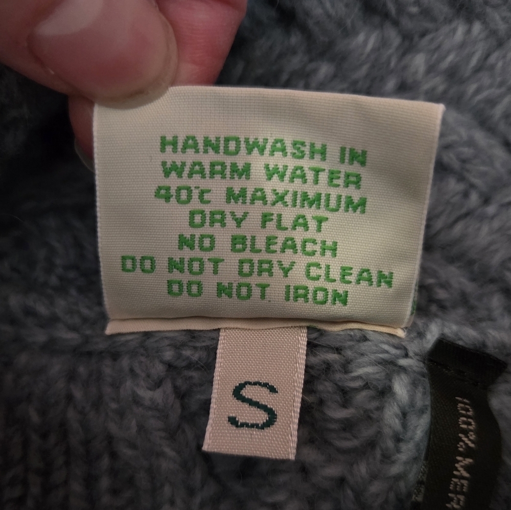 ARAN ISLES KNITWEAR Turtleneck Cowl Sweater Light Blue Small - Picture 9 of 9